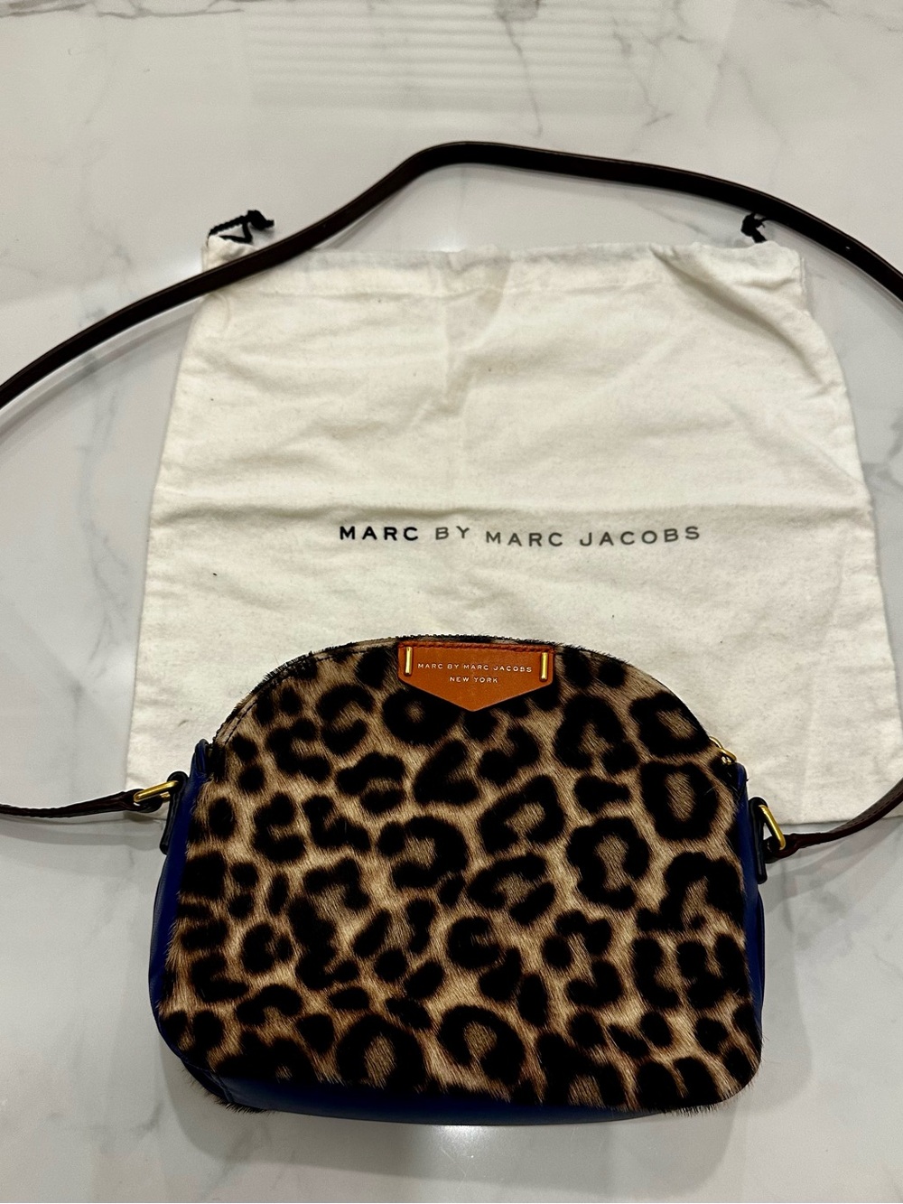 Marc by Marc Jacobs Leopard Print Crossbody with Navy Trim